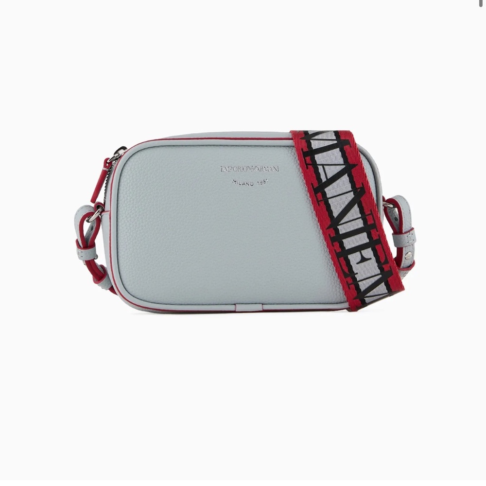 Emporio Armani “Deer-print camera case with shoulder strap”, Light Gray
